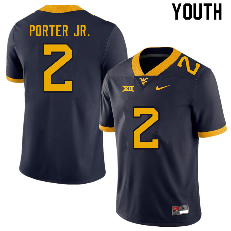 Youth #2 Daryl Porter Jr. West Virginia Mountaineers College Football Jerseys Sale-Navy - Click Image to Close